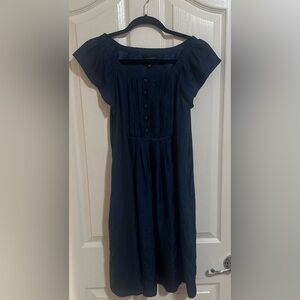 NWOT Women’s Banana Republic Navy Blue 100% Silk Babydoll Classic Dots Dress 4.